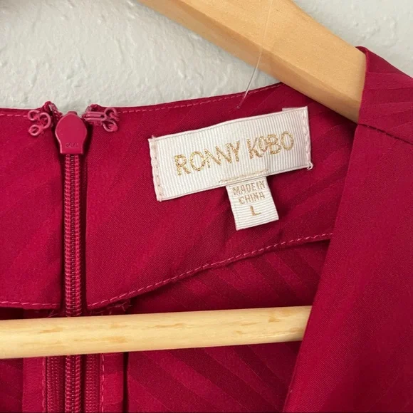 NWT Ronny Kobo Shanaya Dress Red L - Picture 12 of 16